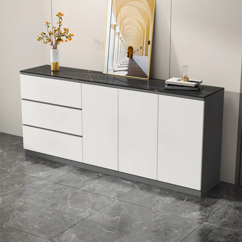 

Light luxury rock slab dining side cabinet Modern simple living room against the wall Tea cabinet Solid wood storage Kitchen
