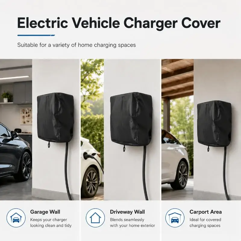 Waterproof Drawstring Bottom EV Charging Post Protective Cover 1PC