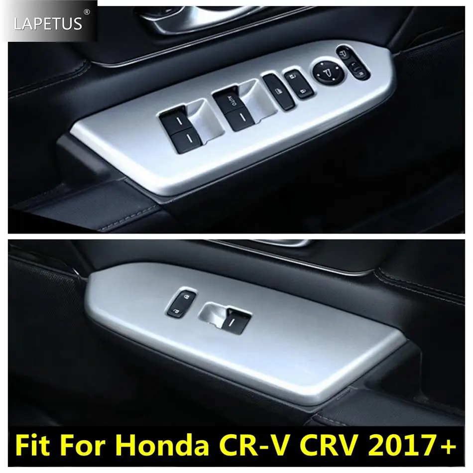 Car Accessories Door Armrest Glass Lift Button Switch Control Panel Decor Cover Trim For Honda CR-V CRV 2017 - 2020 Carbon Fiber