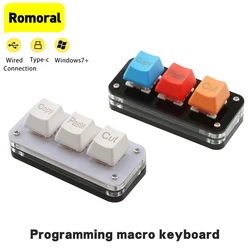 Teclado mecánico de programación Macro RGB, Mini teclas de programación personalizadas para juegos, interruptor rojo, 3 teclas para juegos o trabajo