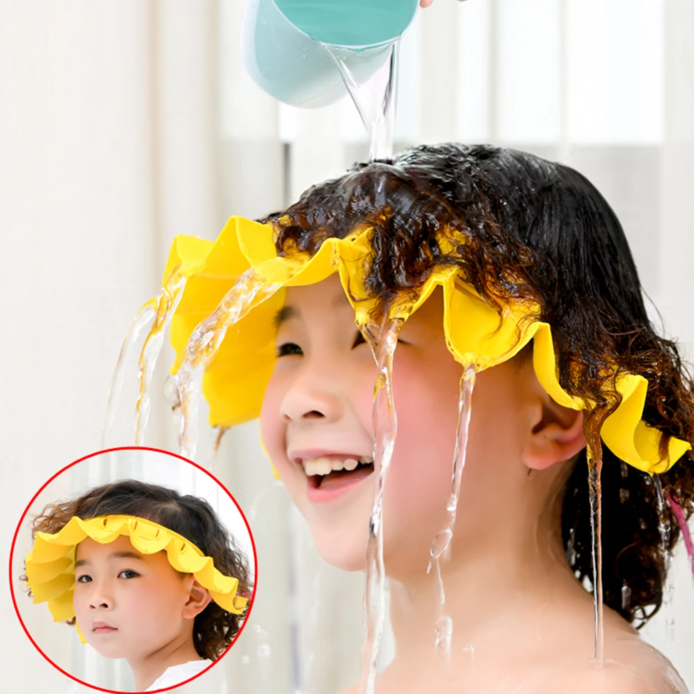 

Shower Cap Waterproof Ear Protection Baby Kids Shampoo Adjustable Toddler Bath Hair Shield Infant bathing Bright Color