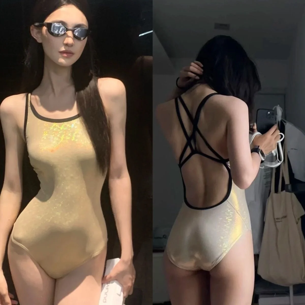 

Profional Women's One-Piece Swimsuit Triangular Design Speed Swimming Suit Thermal Spa Belly Covering Slimming Fitn Equ...