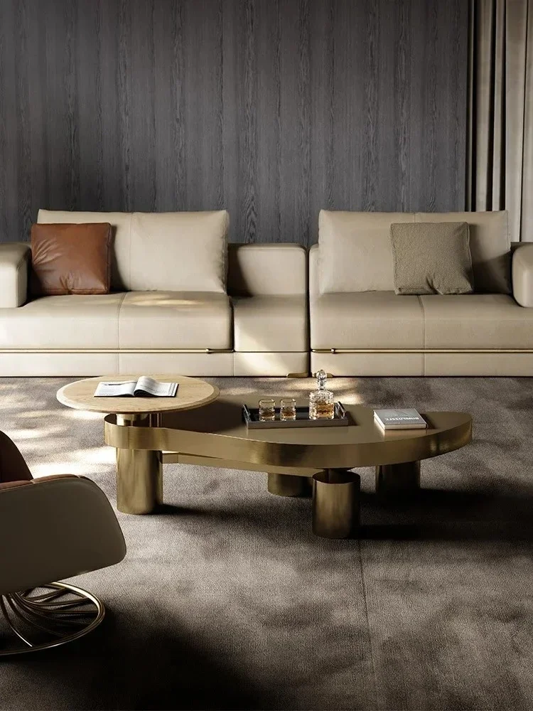 

Итальянский минималистичный журнальный столик, вилла, гостиная, бытовой журнальный столик, ТВ-шкаф, светильник, роскошный современный мраморный журнальный столик