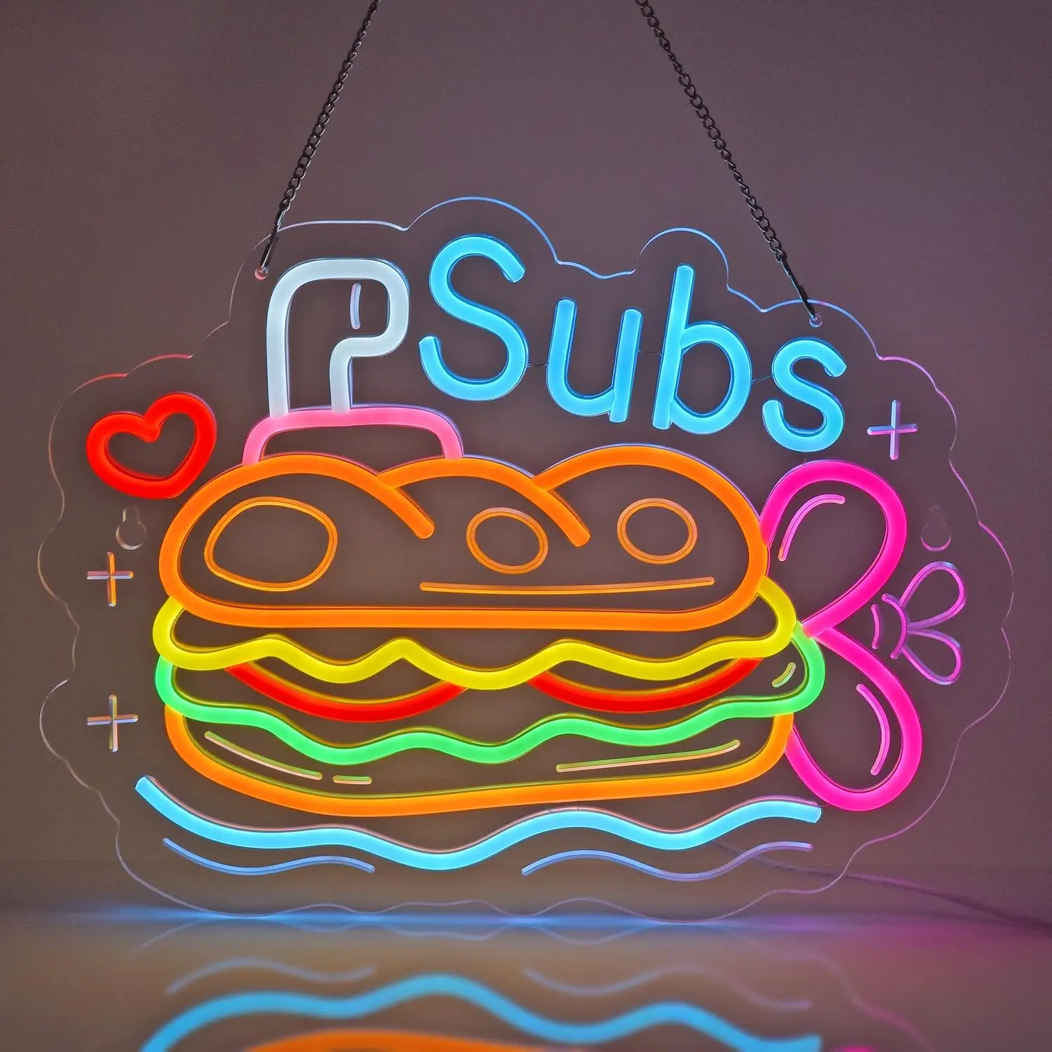 

Subs Neon Sign, Neon Light Wall Art Decoration for Deli Sandwich Shop Cafe Bar Restaurant Diner Snack Bar Kitchen and Home Decor
