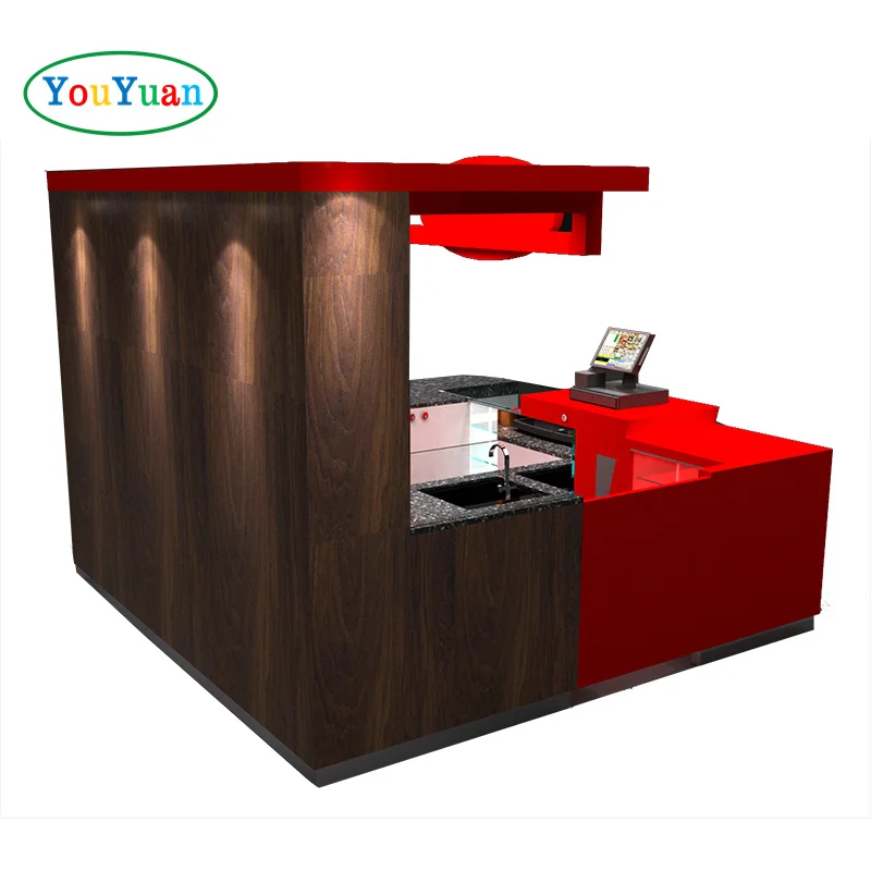 (customized)Custom bubble milk tea kiosk sale bakery showcase display bakery display cabinet bubble tea sign