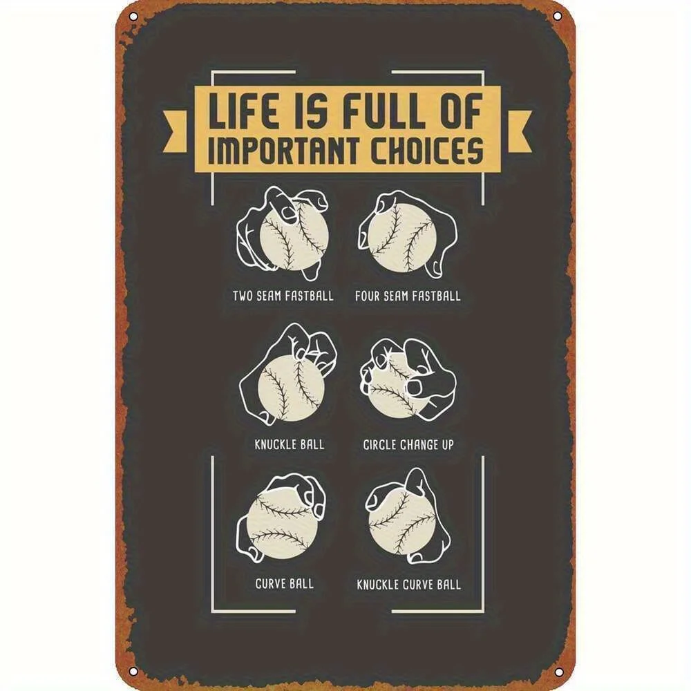 Baseball Pitches Life Poster Retro Metal tin Sign Halloween Tin SignCaveBarClub Home Wall Art Metal Tin Sign