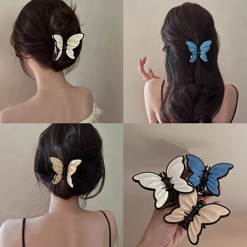 New Butterfly Acrylic Hair Claw Clips For Women Korean Style Sweet Geometric Crab Hairpins Fashion Hair Accessories Girl