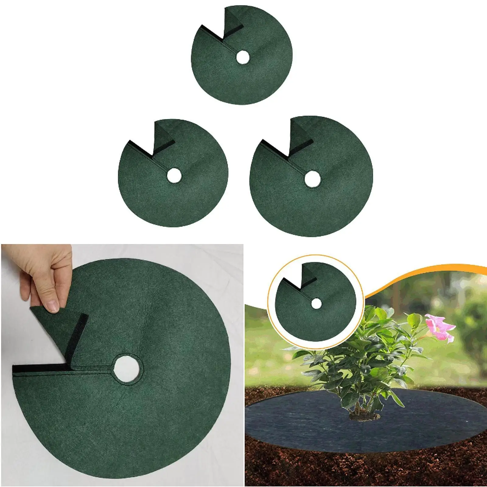 

Tree Mulch Rings for Weed Control Landscape Degradable Round with Hole Cloth Cover Weed Barrier Fabric Non Woven Protection Mats