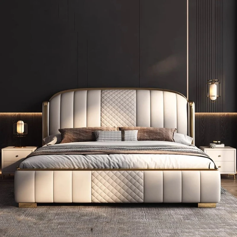 

Queen Aesthetic Double Bed Modern High End King White Frame Double Bed Luxury Modular Letti Matrimoniali Furniture For Bedroom