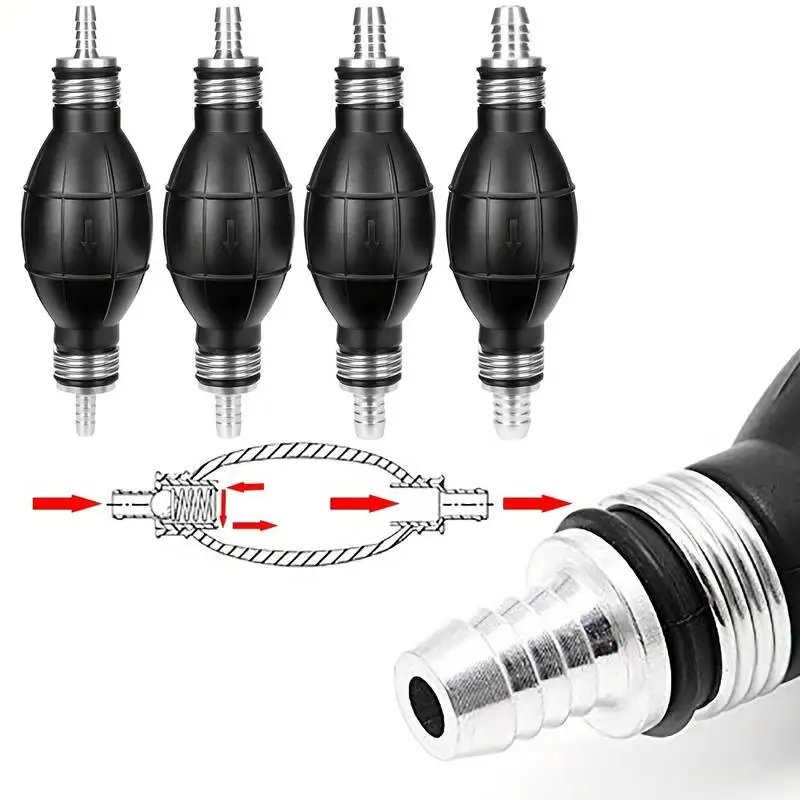 8mm Manual Fuel Pump Pipeline, Rubber Aluminum Manual Fuel Primer Bulb Diesel Gasoline Delivery Pump Automobile Ship