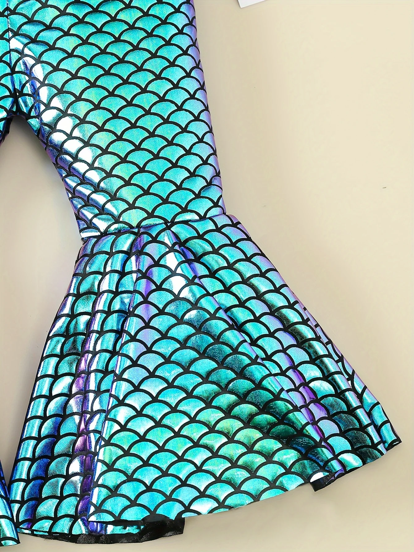Herbst Frühling Baby Mädchen Hosen Nette Meerjungfrau Fisch Skala Druck Mode Ausgestelltes Hosen Leder Hosen Baby Kleidung – Detail 6