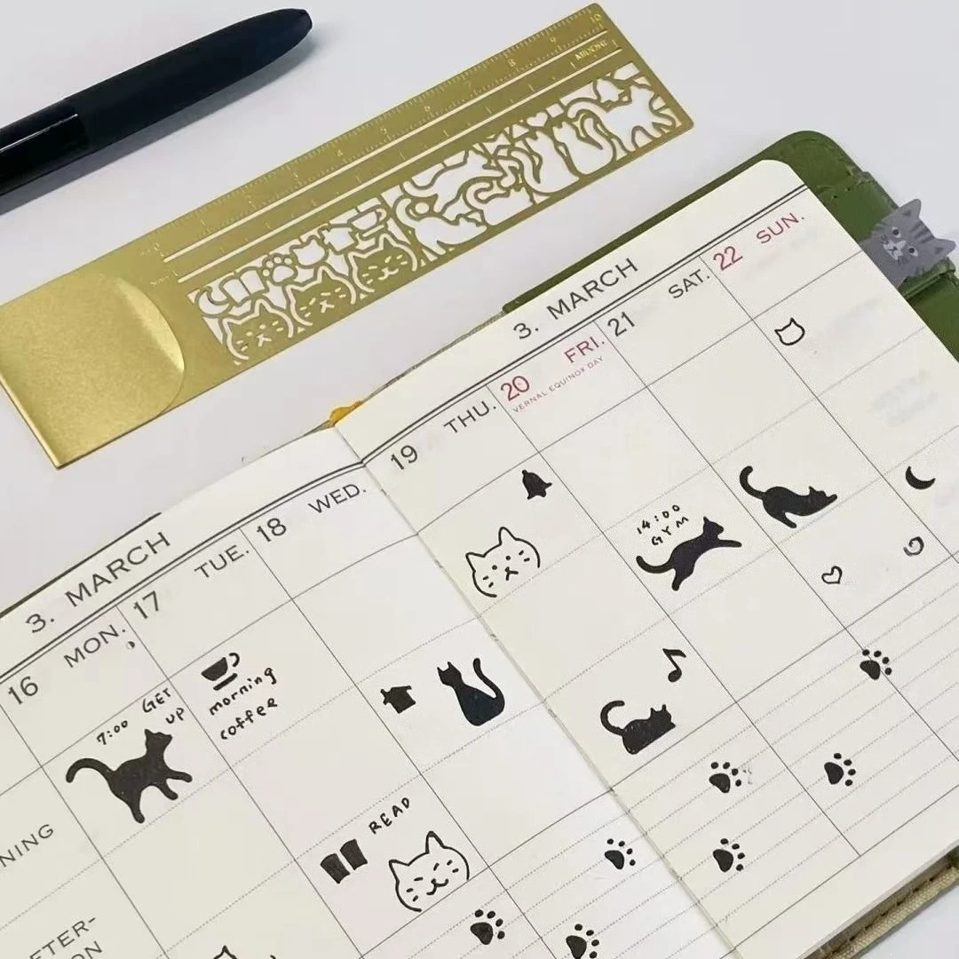 Copper Drawing Tracing Ruler DIY Learning Tool Halloween Ghost Christmas Snowman Cat Themed Diary Ruler Gift Idea