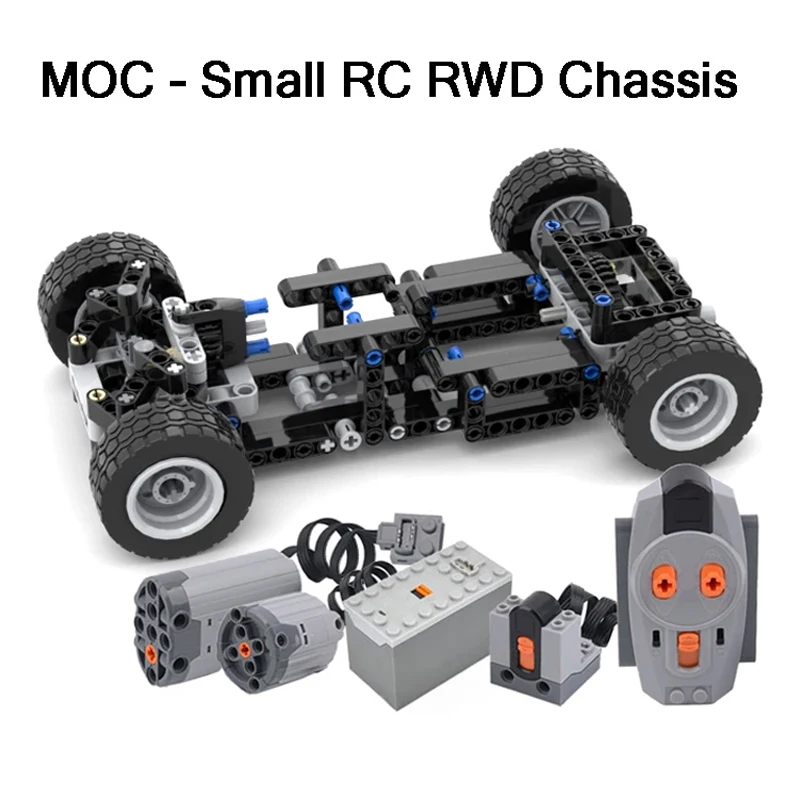 MOC Rods Technical RC Motors, RWD Chassis Power Function importer nights, DIY Vehicle Bricks, Children Toy, Christmas, Birthday Gift