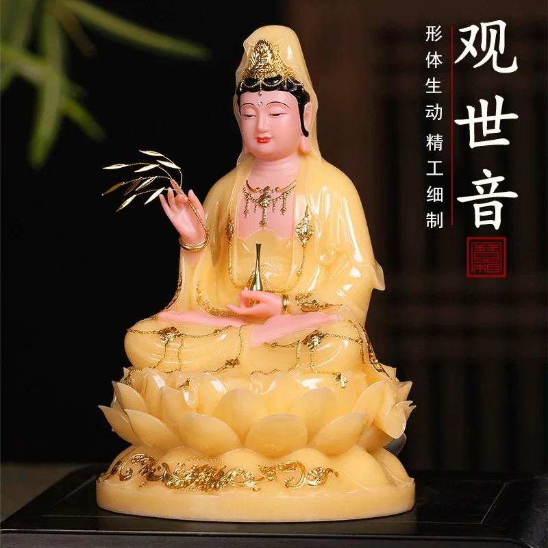 L8-12 White Jade Guanyin Bodhisattva Nanhai Guanyin Goddess Buddha Hall Desktop Ornament