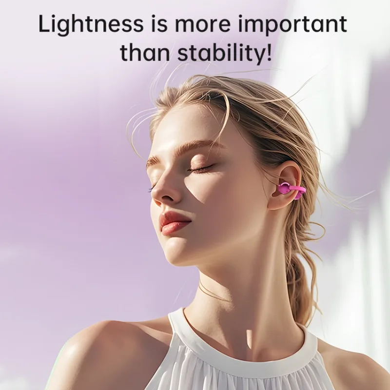 Open Ear Clip Earbud Wireless Bluetooth5.4 Headphone Noise Cancelling LED Power Display Earphone With Mic HD Call Sports Headset