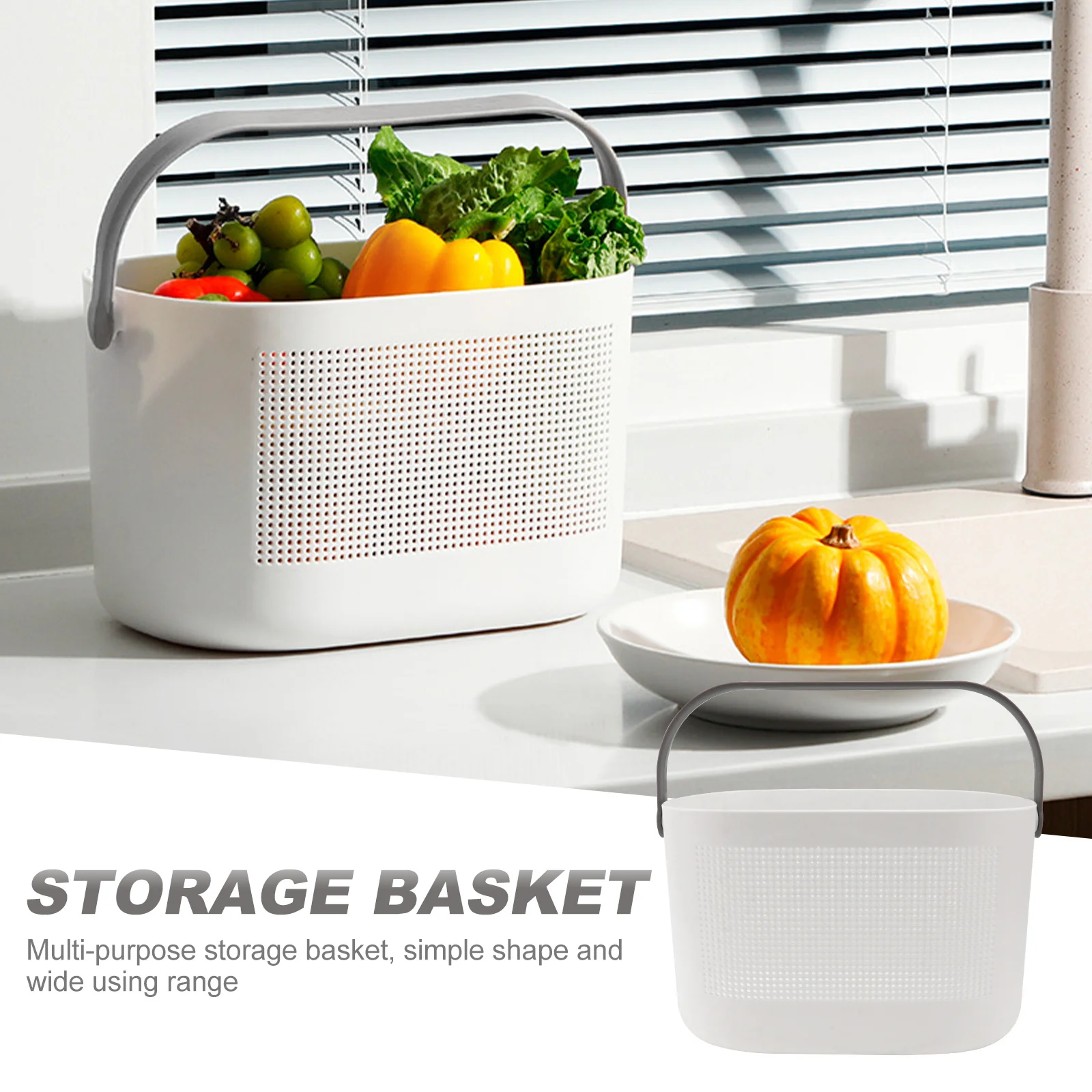 

1pc Toiletries Basket Large Capacity Hollow-Out Design Draining Bottom Portable Wash Storage Container For Bathroom Household