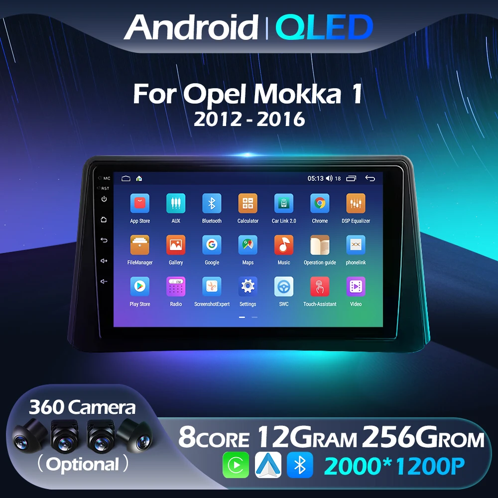 

Android Auto CarPlay Car Radio For Opel Mokka 1 2012 - 2016 Multimedia Navigation Player QLED WIFI 4G Bluetooth