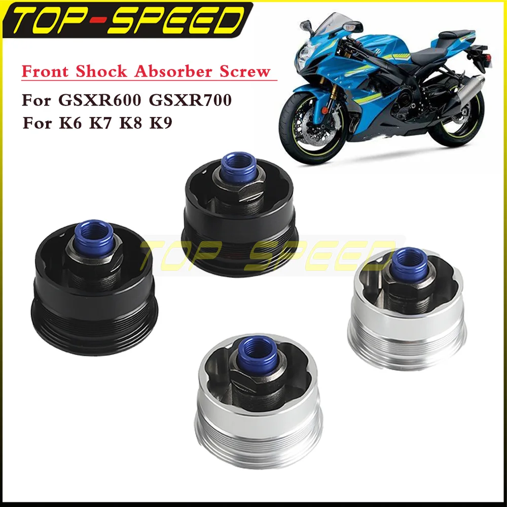 

For Suzuki GSXR600 GSXR750 GSXR 600 GSXR 750 2006-2010 K6 K7 K8 K9 Motorcycle Front Shock Absorber Screw Cover Cap Balck Chrome