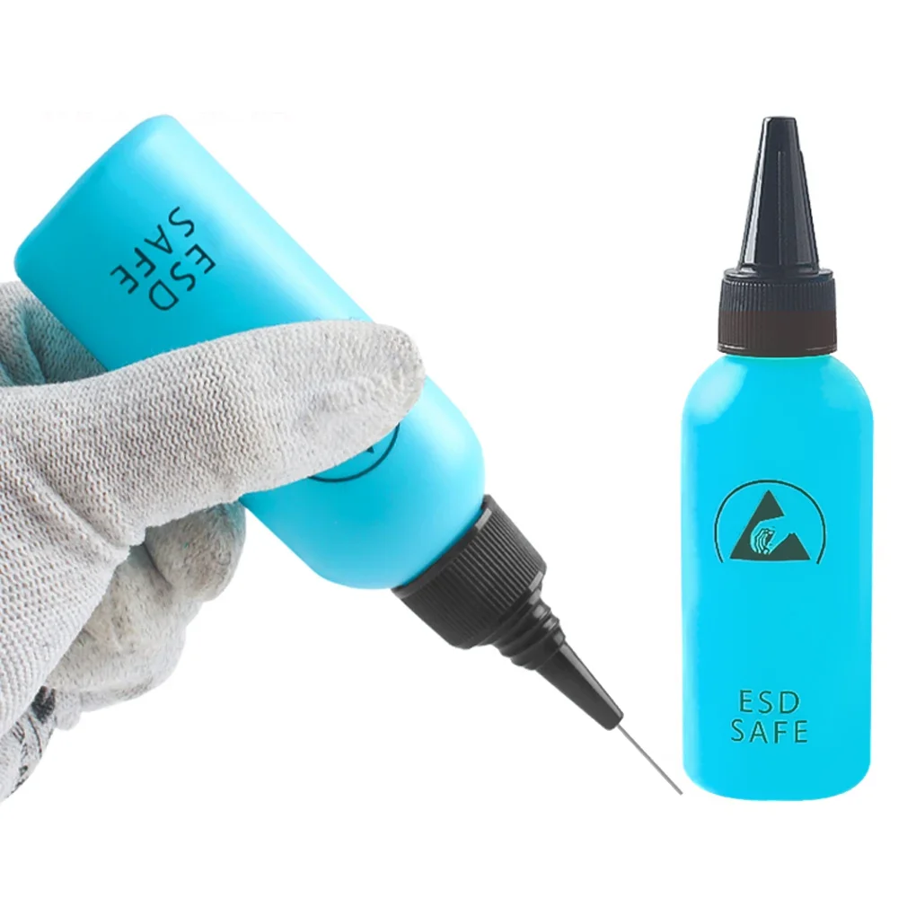 

60 мл пластиковая бутылка для жидкого спирта, канифольная растворитель, антистатическая клейкая бутылка с дозирующей иглой для инструмента для ремонта телефона