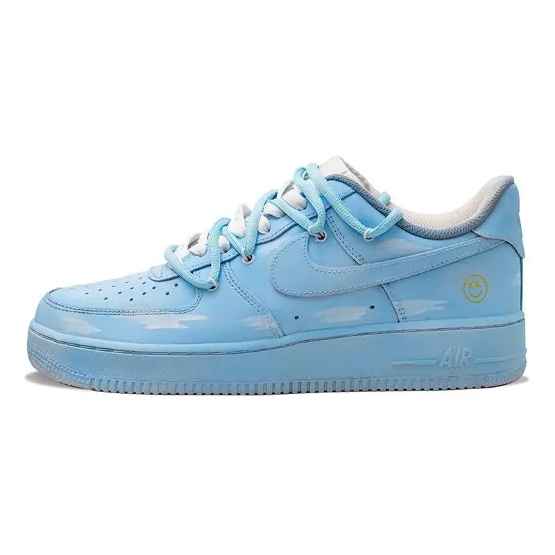 

[Custom Blue sky, white clouds, man]Nike Air Force 1 Skateboard Shoes Men Low-Top White Blue