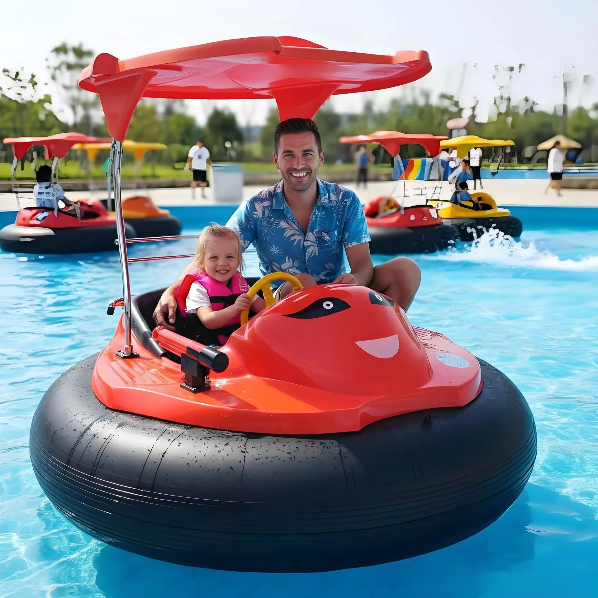 

Scenic children's play boat FRP electric bumper boat lake electric boat