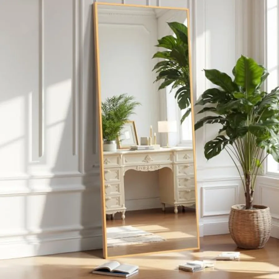 

Зеркало в полный рост для спальни 56x15, напольное или настенное, с тонкой рамой из алюминиевого сплава, с подставкой