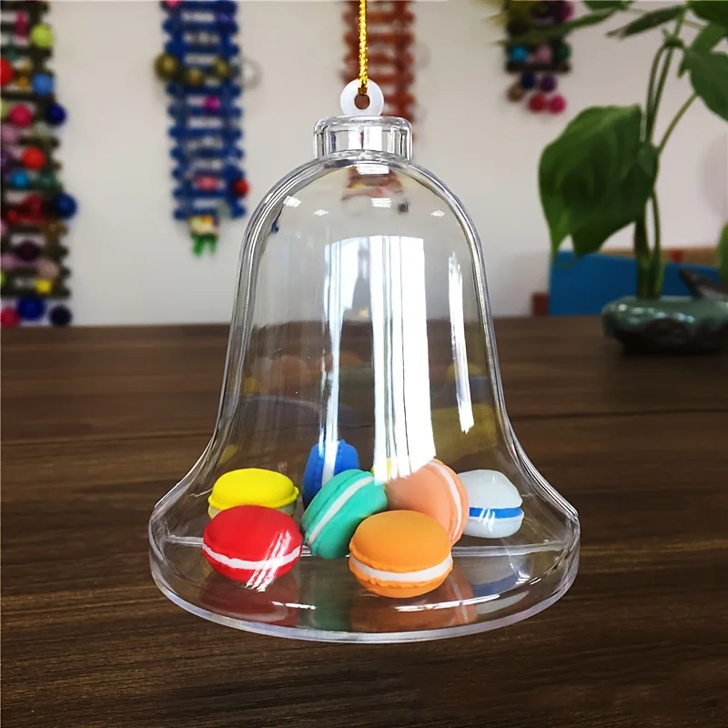 

10 pcs of Christmas Bell shaped ornaments. Christmas decorations for tree. Plastic decorative boxes pendent on tree