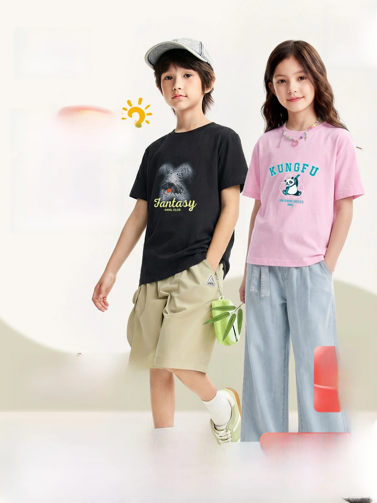 annil-children's-round-neck-short-sleeve-t-shirt-breathable-dry-comfortable-cotton-polyester-blend-summer-new-style-rainbow-t