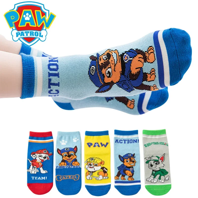 5 Pairs Paw Patrol Kids Socks Cotton Boys Cute Cartoon Socks for Children Baby Casual Socks Autumn Soft Clothing Accessories New