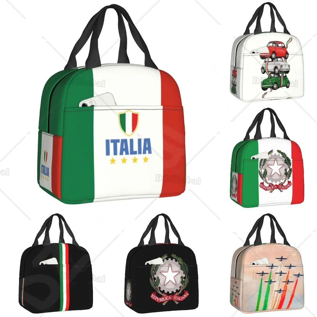 Bandeira de itália almoço saco feminino italiano patriótico resuable refrigerador térmico isolado lancheira para o trabalho escola piquenique sacos