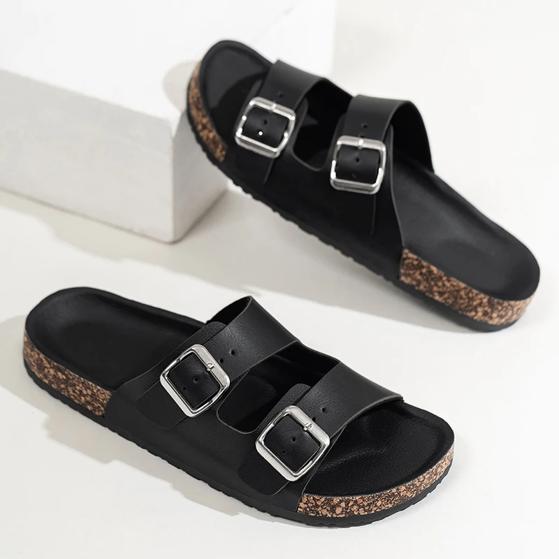 Einfacher und modischer Schnallenbezug für Herren, flacher Absatz, einzeiliger Zug, mehrere Größen
