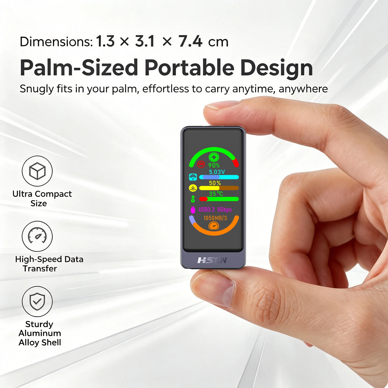 M.2 SSD-Gehäuse mit Smart-Display, 10Gbps externes SSD-Gehäuse, 2230/2242 Größen NVMe & SATA, tragbares Aluminium-Festplattengehäuse – Detail 6