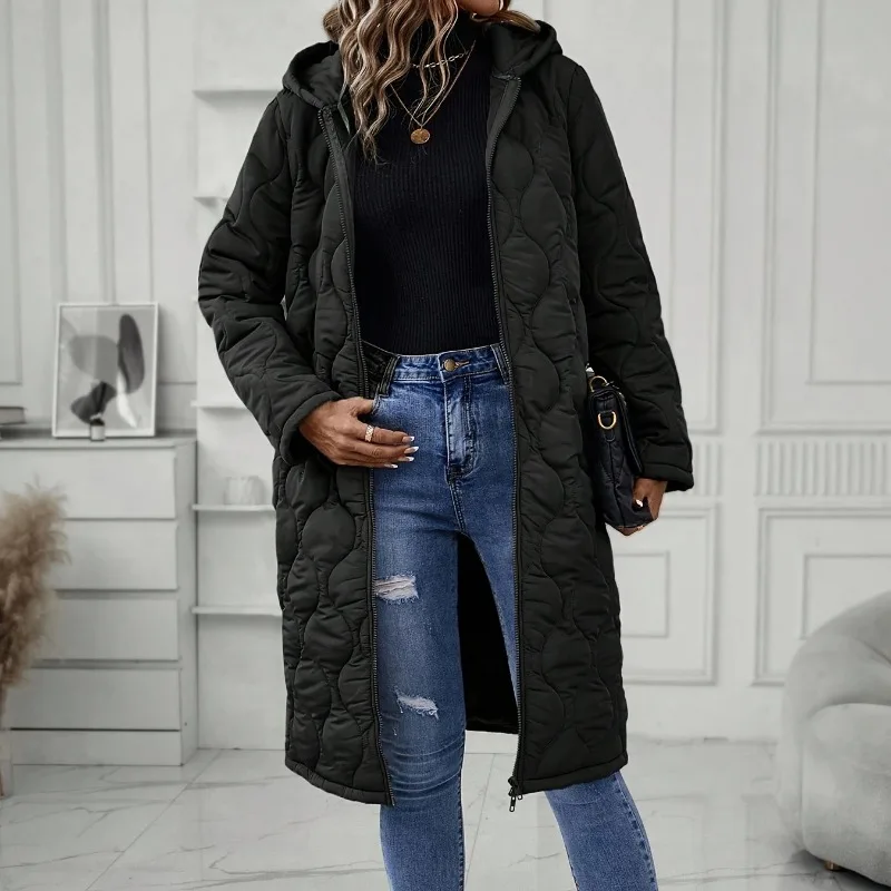 

New Long Hooded Casual Coat Women Cotton Jacket Winter Warm Outerwear