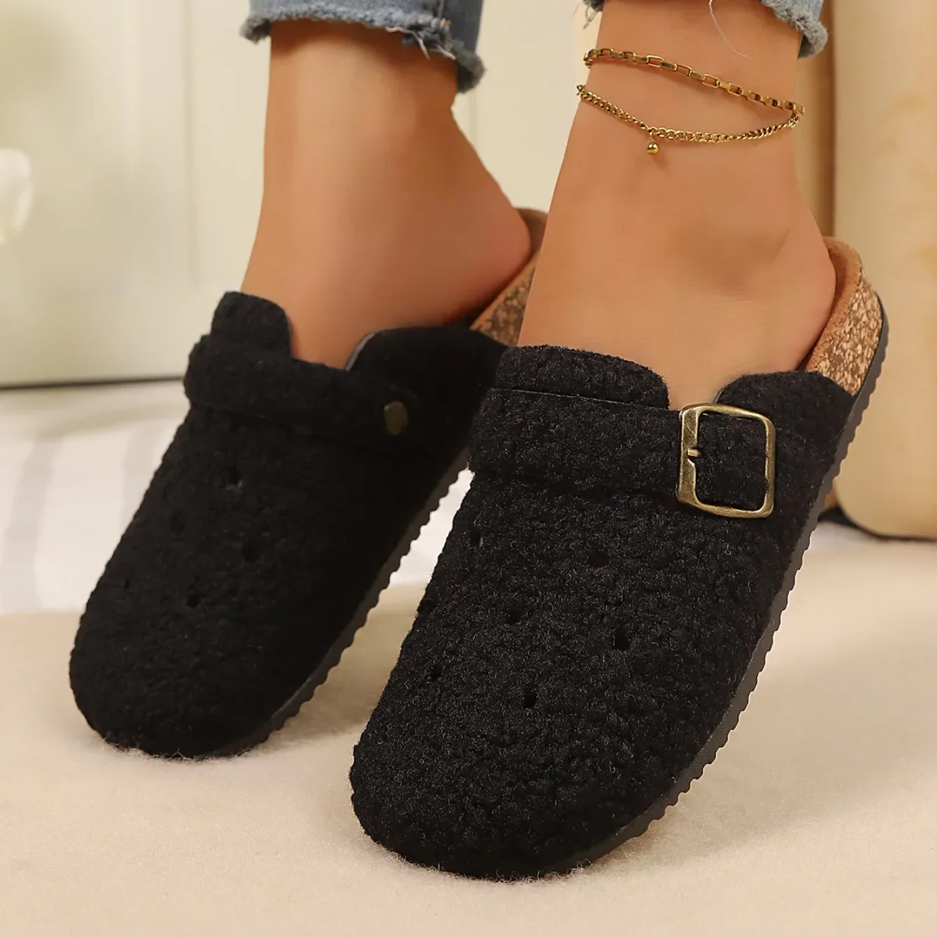 Damen Einfarbige Vintage Bequeme Hausschuhe Neue Sommer Damen Fischmaul Geschlossene Zehen Leichte Lässige Modische Sandalen – Detail 12