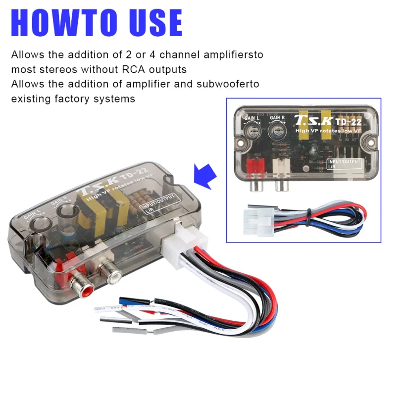 12V Converter Adapter Adjustable Frequency Line Car Subwoofer Stero Radio Converters Auto Car Audio Converter RCA Stereo
