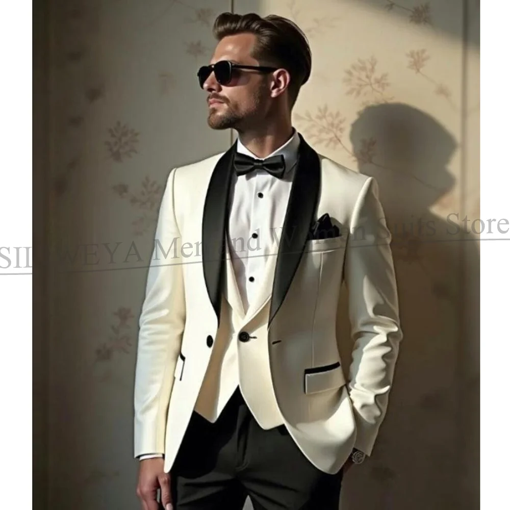 

Suits for Men 3 Piece Chic Shawl Lapel One Button Tuxedo Formal Party Wedding Groom Slim Fashion Male Suit (Blazer+Vest+Pants)