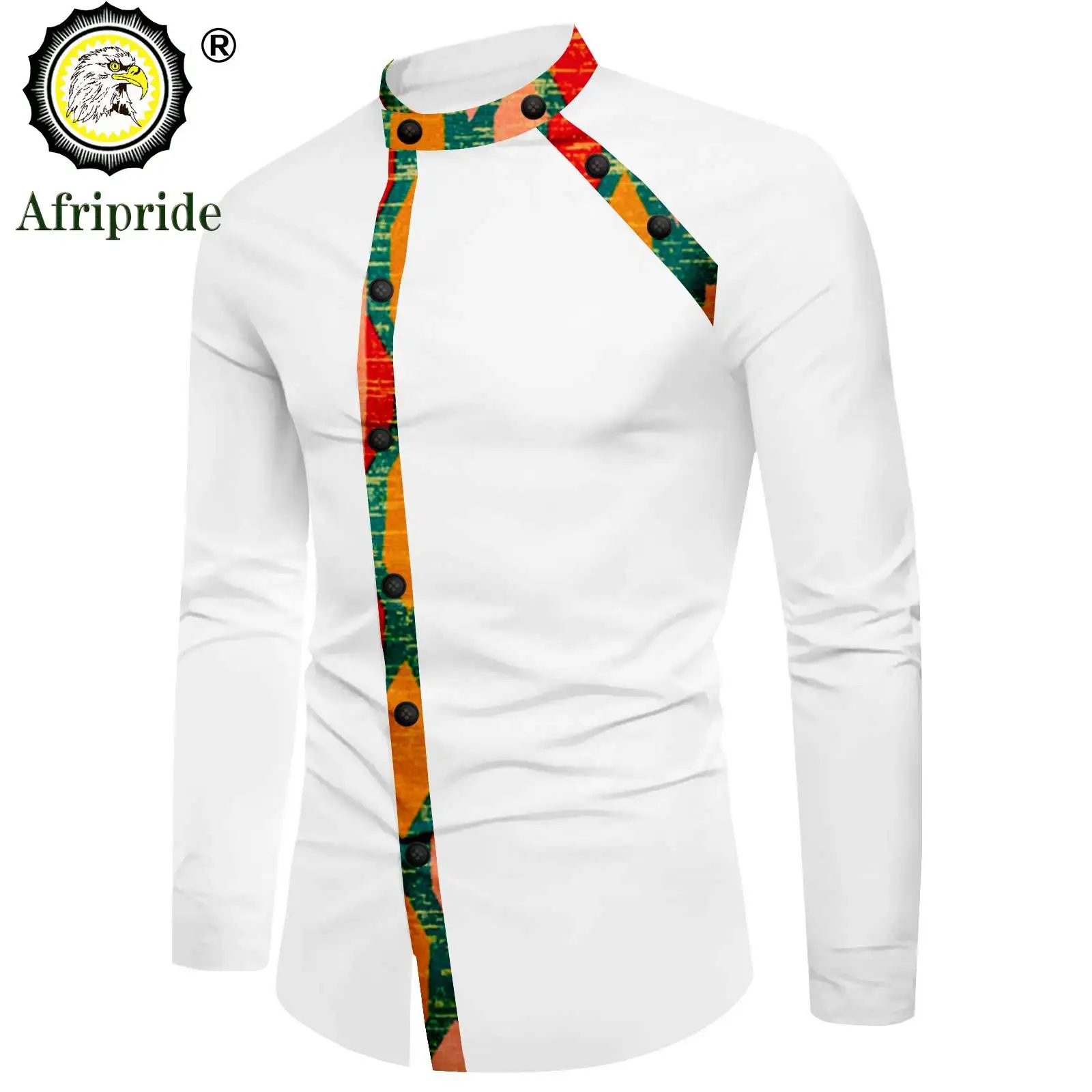 African Shirts for Men Print Clothing Dashiki Tops Ankara Formal Men Shirt Stand Neck Long Sleeve Slim Fit Crop Tops A2212013