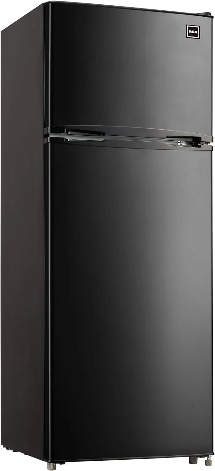 BLACK Apartment Size-Top Freezer-2 Door Fridge-Adjustable Thermostat Control-Black-7.5 Cubic Feet