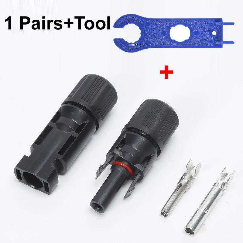 

Solar Panel Connectors with Connector Spanner,IP67 waterproof,Connectors Male & Female supports 1000V 30A DC AWG14 AWG12 AWG10