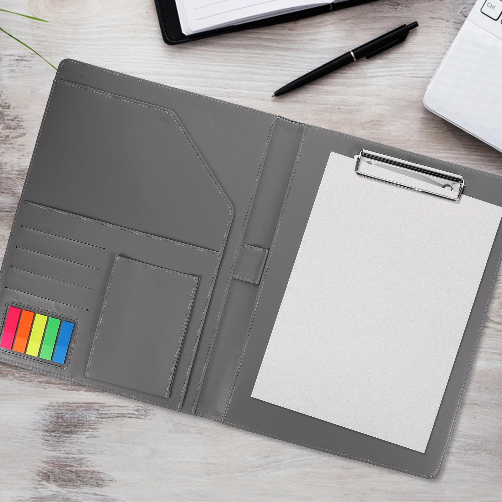 

1pc Business Folder Professional Document Organizer Work Binder For Men Portfolio Padfolio File Storage Board Office