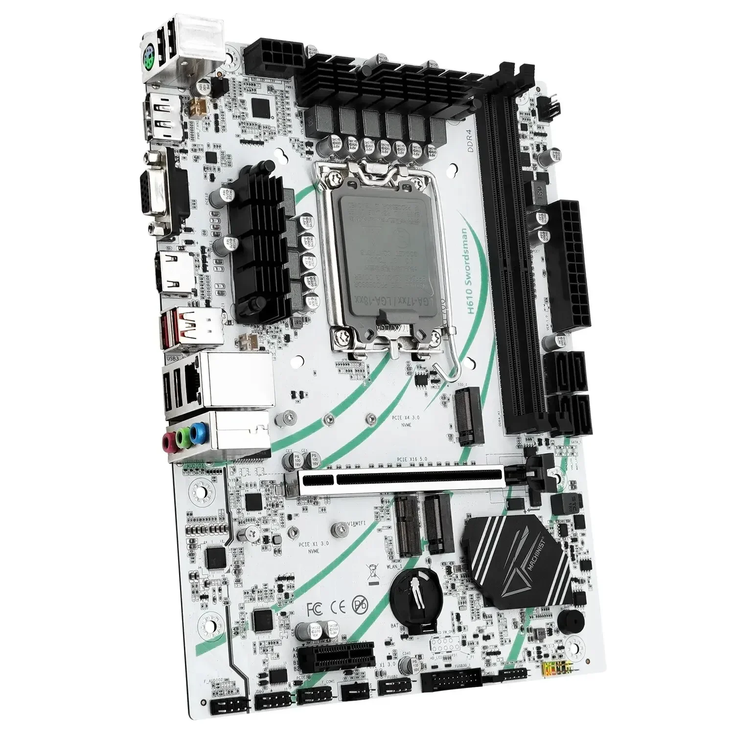 MACHINIST H610 Swordsman Motherboard Support 12 13 Gen( Intel LGA 1700 CPU 12100F 12400F 12490F 12600F 12700F 13600F) M-ATX DDR4