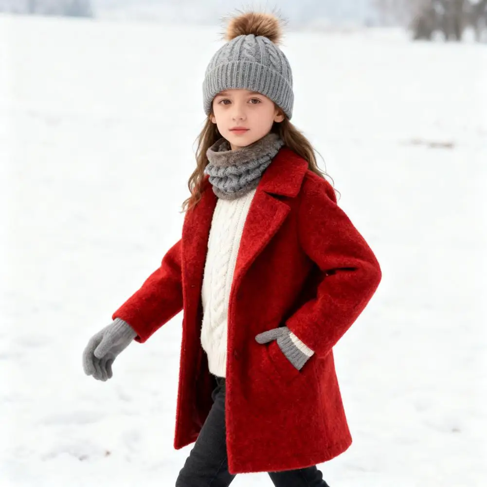 

Baby Winter Outfit Set 3pcs Women Winter Hat Scarf Gloves Set with Plush Ball Decor Twist Texture Fleece Lined Hat Cozy Neck