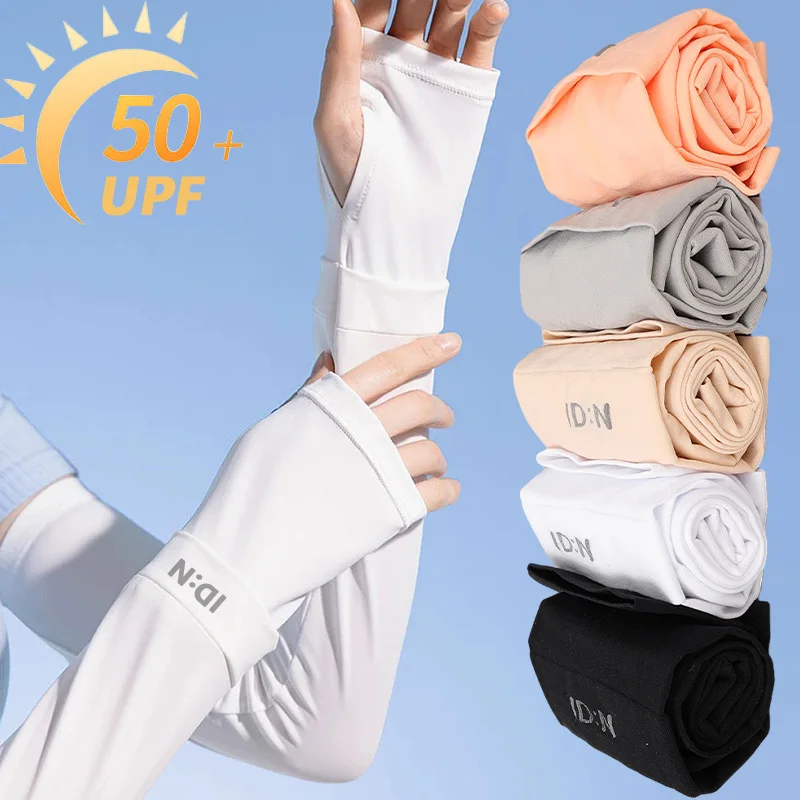 Long Fingerless Cool Arm Warmer, Ice Sleeve, Proteção Solar, Luvas de Condução, Monocromático, Ao ar livre, Praia, Verão