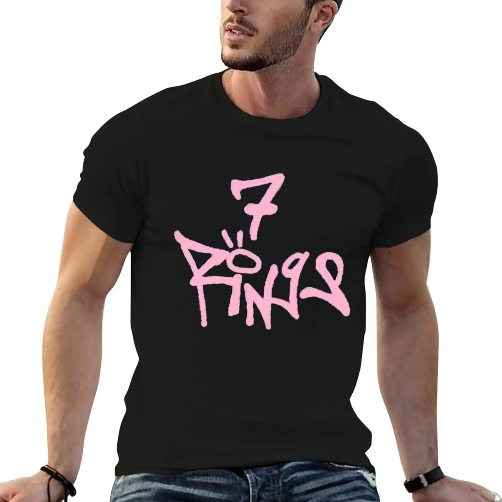 

7 rings (pink title) - Collection T-Shirt t shirt men 100% cotton luxury brand t shirt custom print T-Shirt