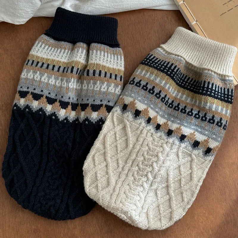 

Warm Dog Clothes Winter High Neck Knitted Sweater For Small Medium Dogs Dachshund Chihuahua Knit Costume Dog Jumper Outfits XS