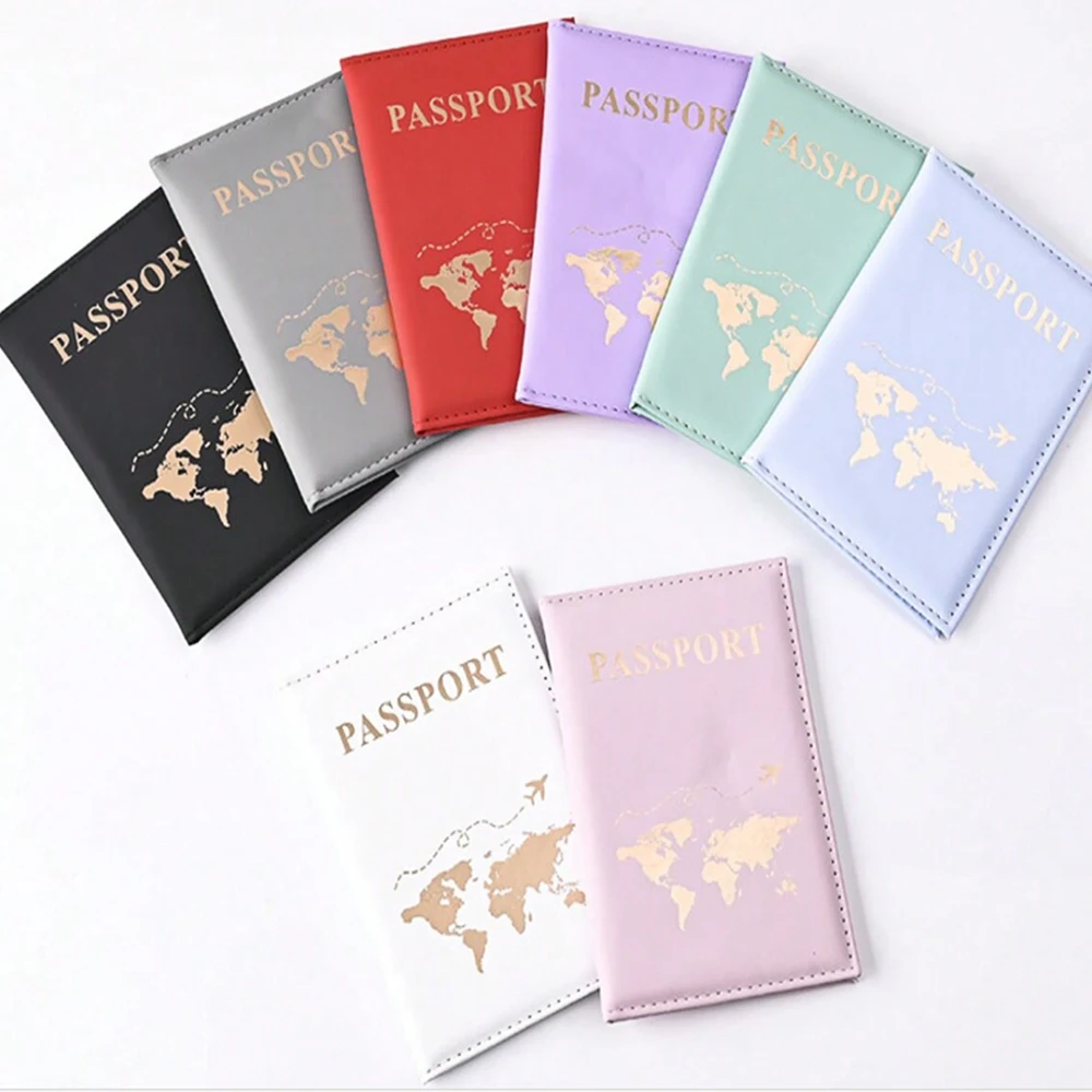 Fashion passport protection case, world pattern travel passport clip wallet, PU leather card holder, neutral storage bag-mw