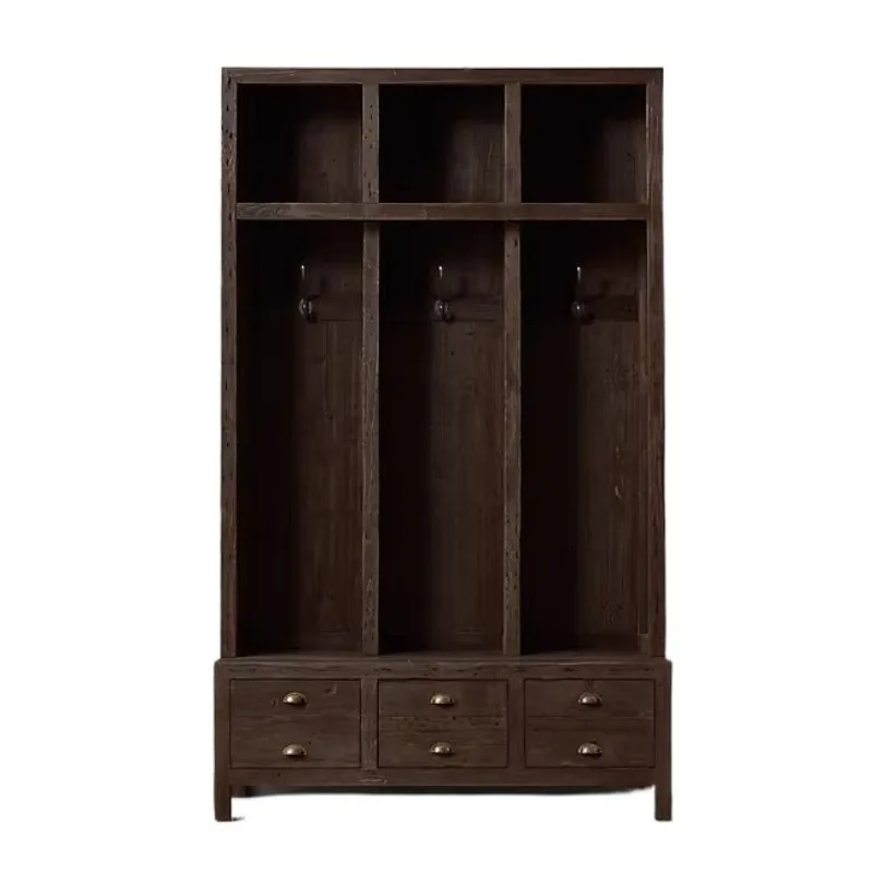 

French country retro ash wood all solid wood wardrobe American adult outfit
