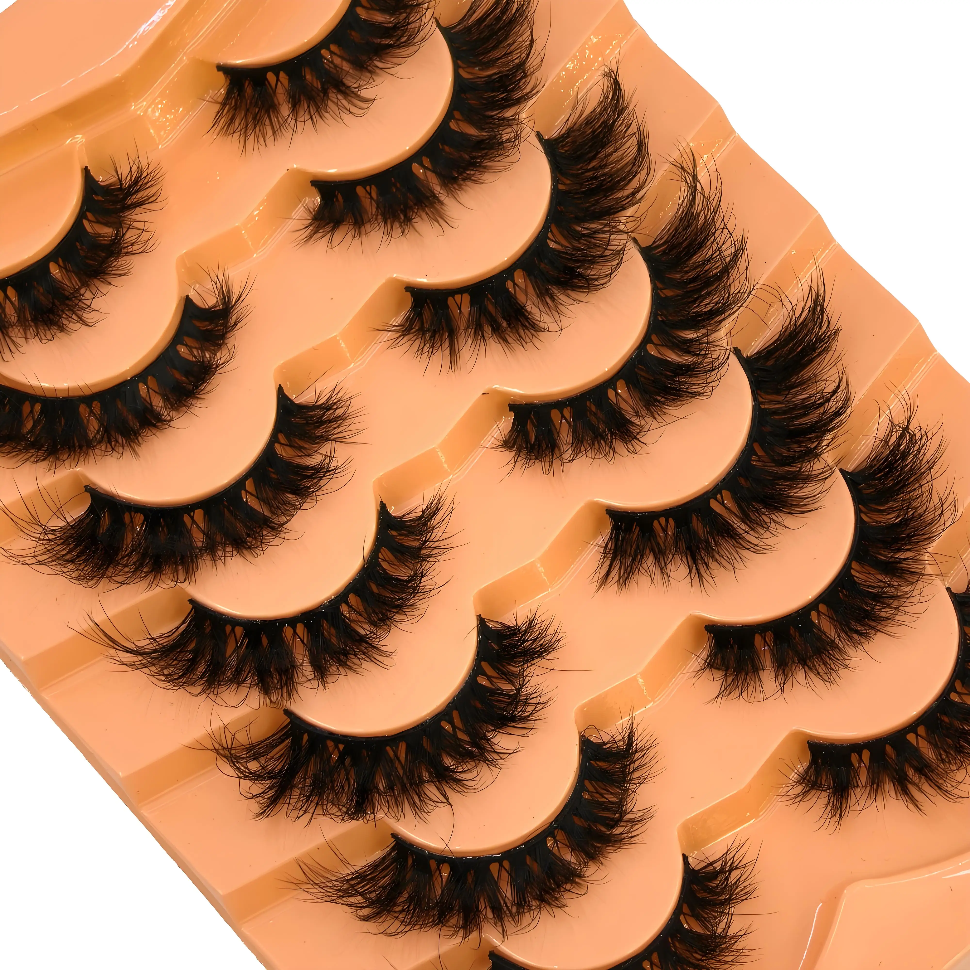 新しい 7 ペアクラシックハイブリッドボリュームまつげ新着うっすら D カールショートロシアストリップまつげメイクアップつけまつげ