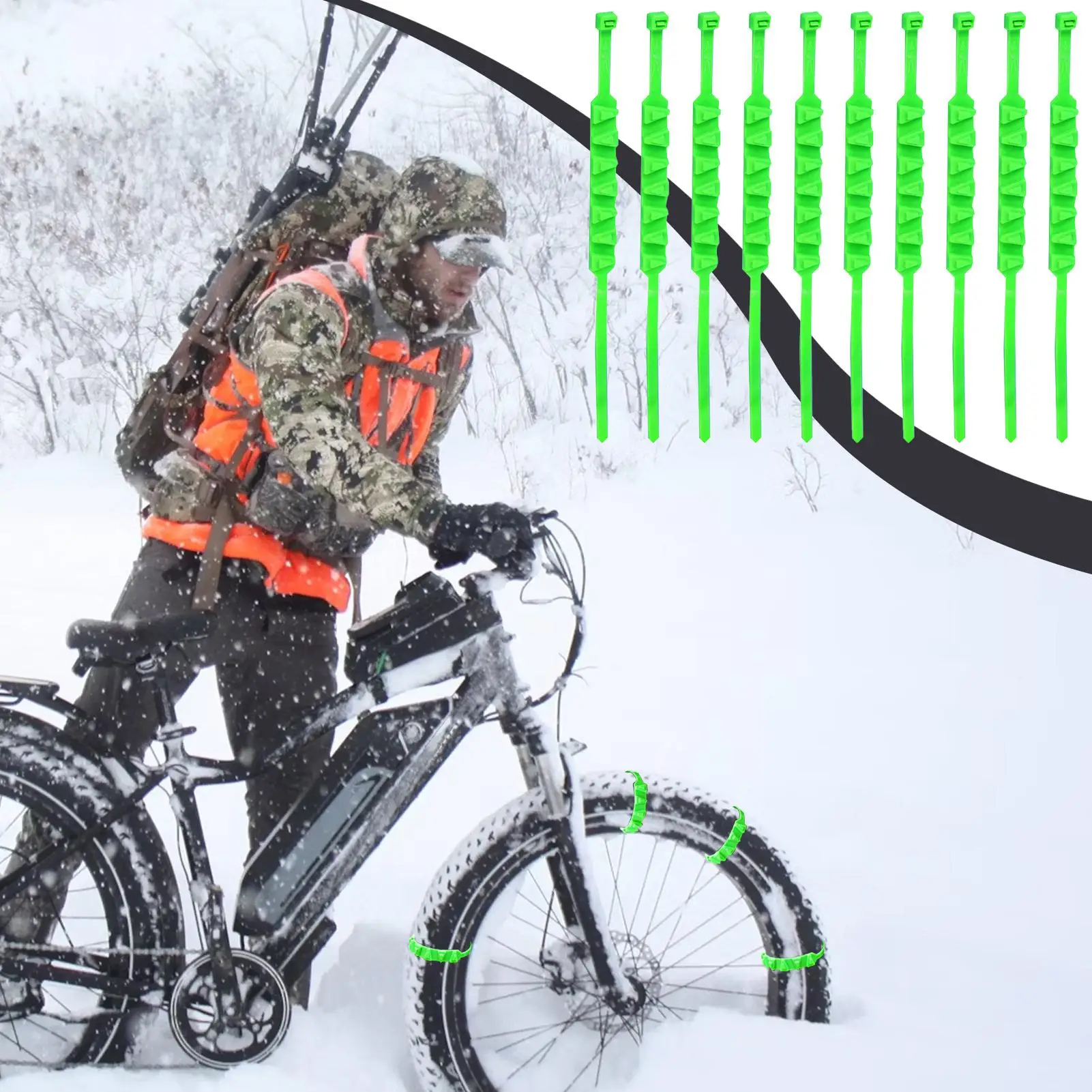 Anti-Rutsch-Schneeketten für Motorräder und Fahrräder – Winterreifen-Räder, rutschfeste Kabelbinder, Motorrad-Notfallreifenketten-Zubehör