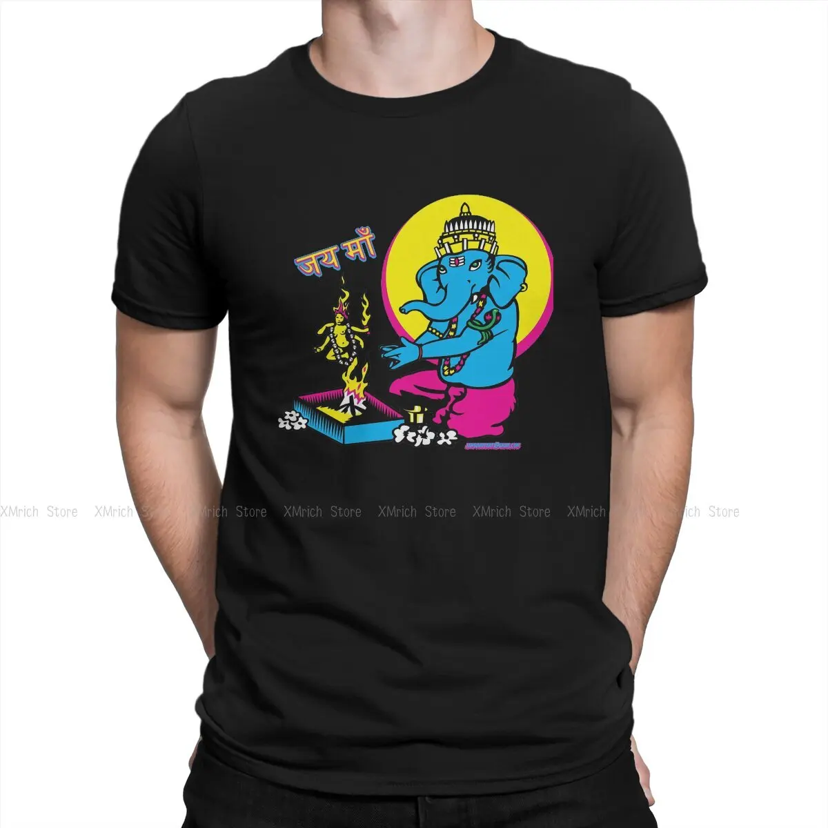 Shiva Hindu God India Lingam Newest TShirt for Men Ganesh's Puja to Ma Jah Sunny Arts Design Round Neck Basic T Shirt Gift